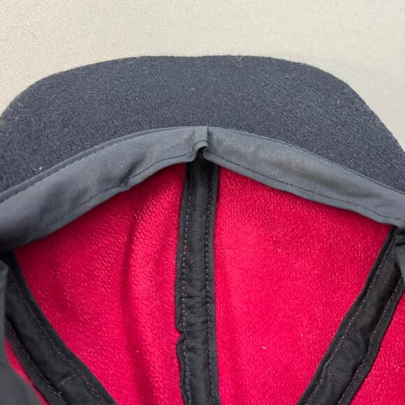 Vintage Red Hat Cap 7-1/8 Black Wool Stretch Blank 6 Panel Skater Adjustable 90s - Picture 5 of 5